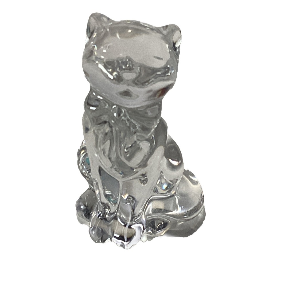 Lenox Fine Crystal Cat Figurine Sitting Kitten With Bow Germany Stamp Mark
